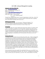 Managerial Accounting I: ACCT 6219 - Baylor University