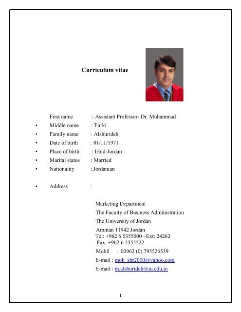 CV for Dr. Muhammad Turki Alshurideh.pdf - Faculty of Business ...
