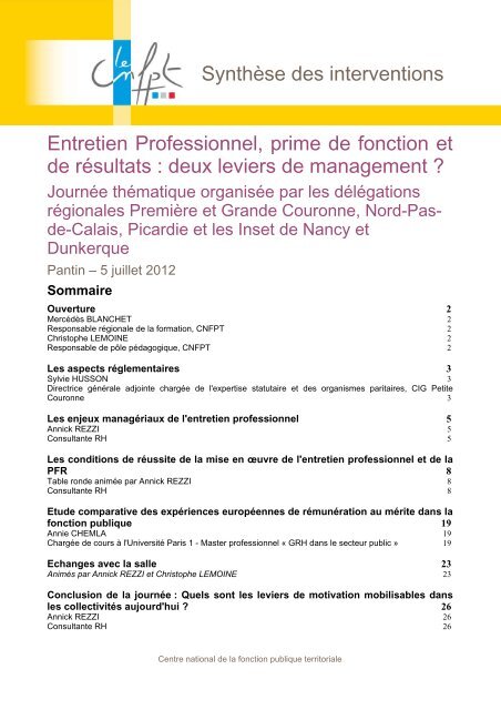 Synthèse des interventions Entretien Professionnel, prime de ...