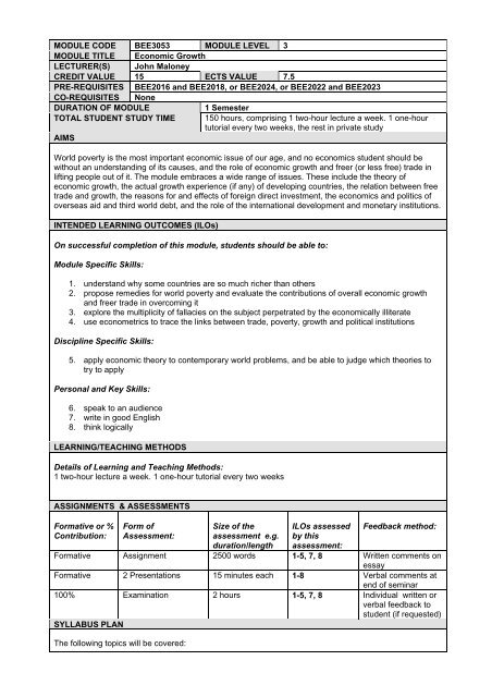 MODULE CODE BEE3053 MODULE LEVEL 3 MODULE TITLE ...