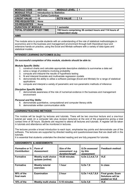 MODULE CODE BEE1022 MODULE LEVEL 1 MODULE TITLE ...