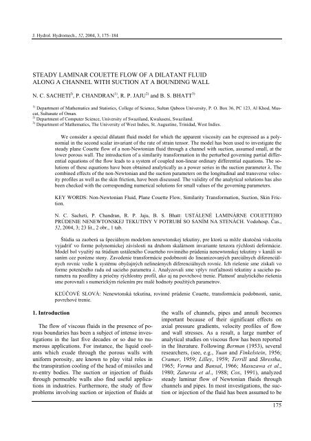 steady laminar couette flow of a dilatant fluid along a channel with ...