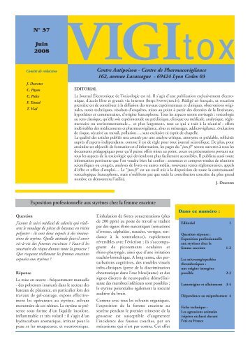 Vigitox N°37 2936 - Association des centres antipoison et de ...
