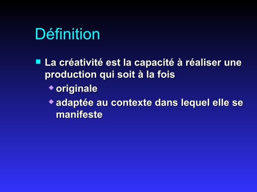 Les ressorts psychologiques de la créativité - BCGE