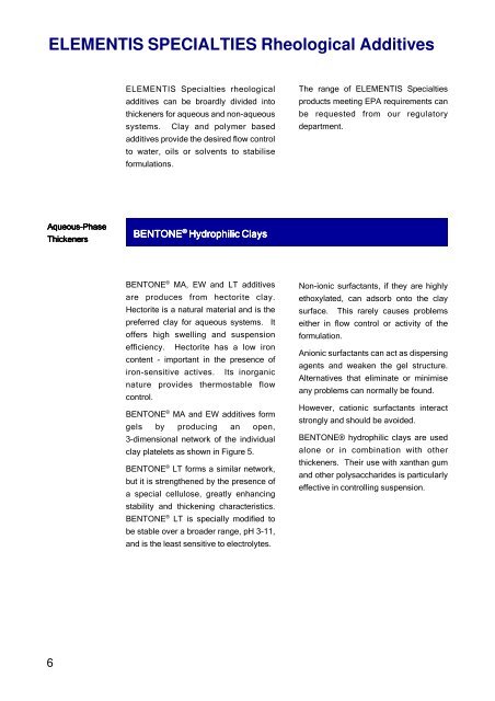 Rheological Additives for Crop Protection - Elementis Specialties