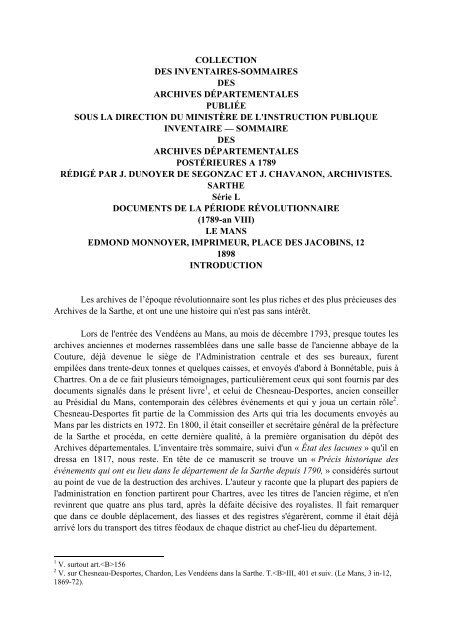 collection des inventaires sommaires des archives departementales