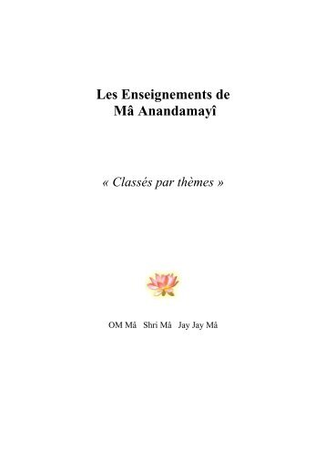 Les Enseignements de Mâ Anandamayî - Anandamayi Ma