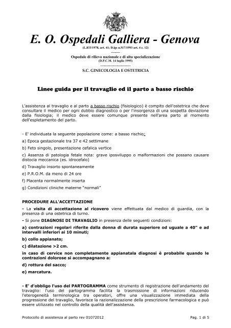 Assistenza al parto - Ospedale Galliera