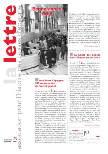 la lettre - L'Association pour l'Histoire du Groupe Caisse d'Epargne ...