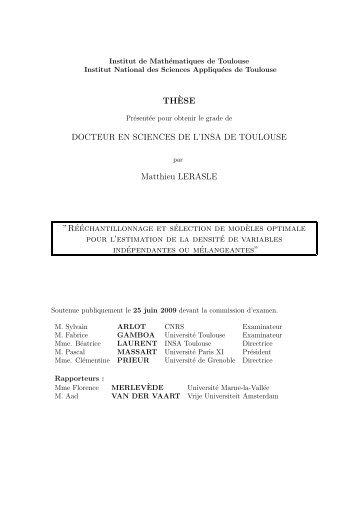 TH`ESE DOCTEUR EN SCIENCES DE L'INSA DE TOULOUSE ...