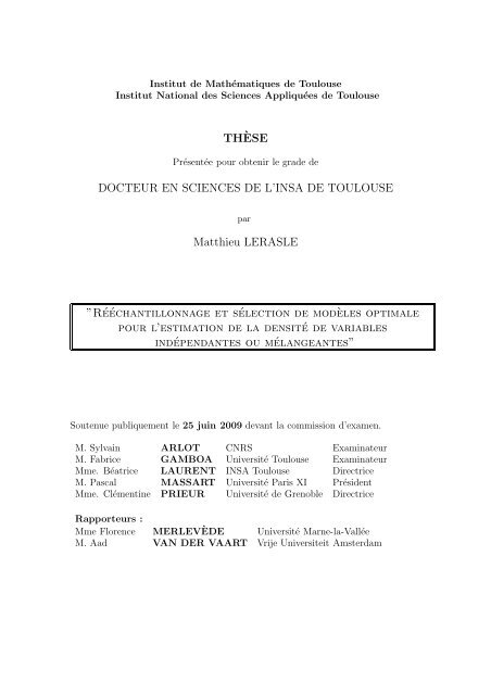 These Docteur En Sciences De Linsa De Toulouse - 