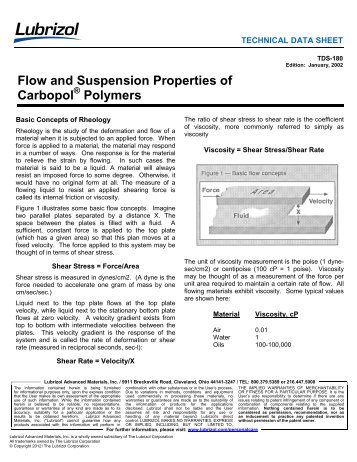 Flow and Suspension Properties of Carbopol Polymers ... - Lubrizol