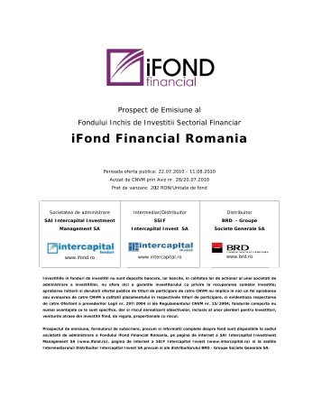 Prospect Emisiune iFond Financial Romania - Kmarket.ro