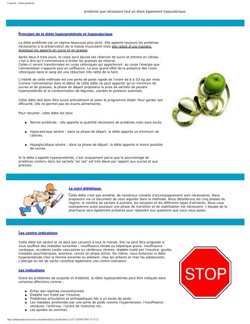 la diète hyperprotéinee - Bienvenue sur www.pharmadata.be, site ...