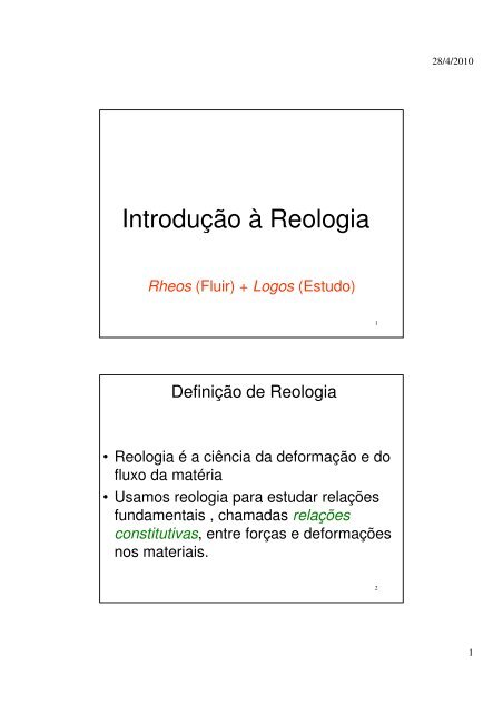 Introdução à Reologia - Unicap