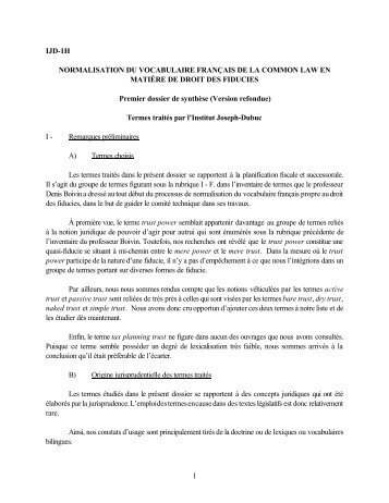 1 IJD-1H NORMALISATION DU VOCABULAIRE FRANÇAIS ... - pajlo