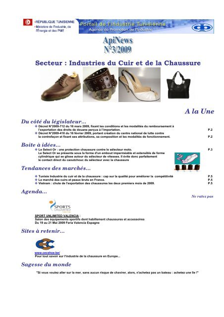 Secteur : Industries du Cuir et de la Chaussure A ... - Tunisie industrie