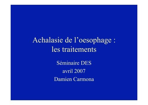 Achalasie de l'oesophage : les traitements - Hepato Web