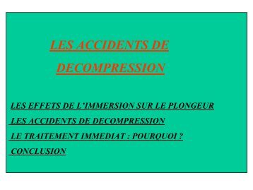 Accidents de décompression - Jacquet Stephan