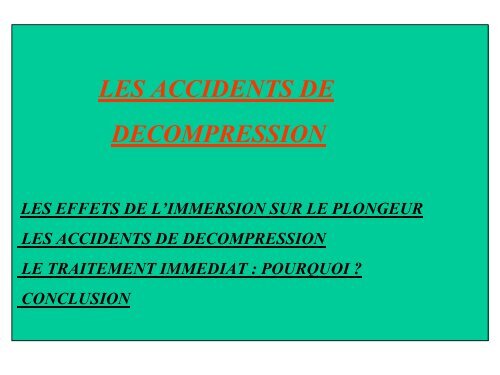 Accidents de décompression - Jacquet Stephan