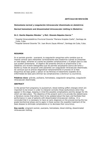 Hemostasia normal y coagulación intravascular diseminada en ...