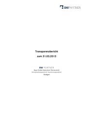 Transparenzbericht zum 31.03.2013 - BW PARTNER