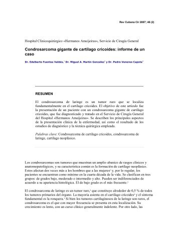 Condrosarcoma gigante de cartílago cricoides: informe de un caso