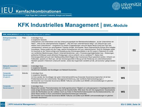 Kernfachkombinationen