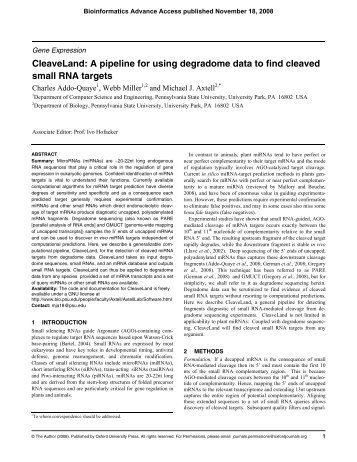 CleaveLand: A pipeline for using degradome data to find cleaved ...