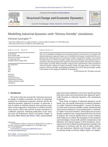 Modelling industrial dynamics with "History-friendly" simulations