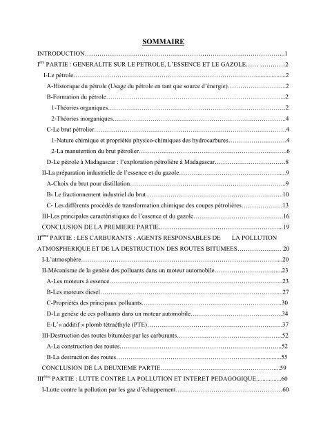 contribution a l'etude de la pollution par les gaz d'echappement d ...