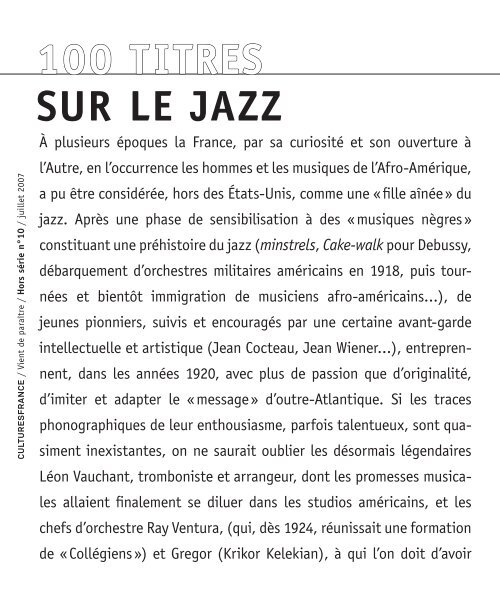 100 titres sur le Jazz, juillet 2007