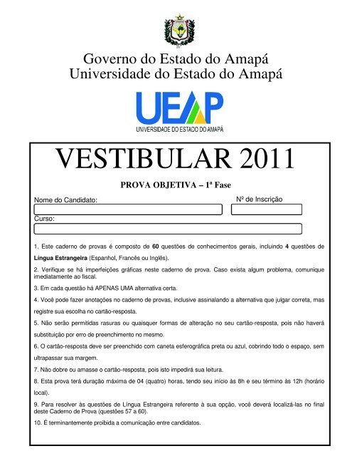 VESTIBULAR 2011 - Ueap - Governo do Estado do Amapá