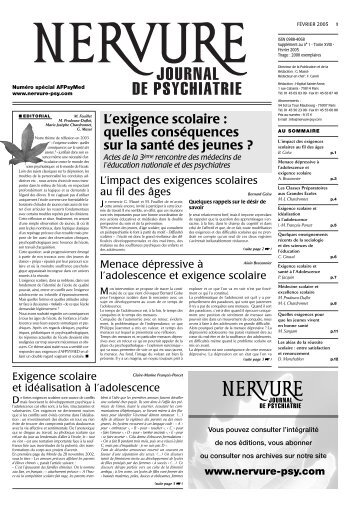 n° spécial - Nervure Journal de Psychiatrie