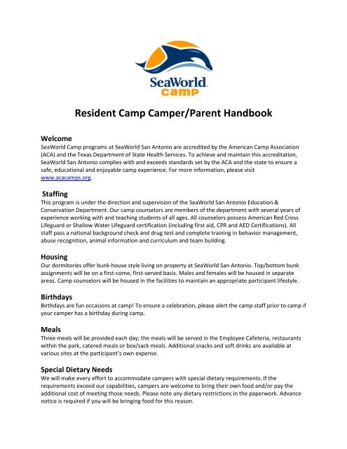 Resident Camp Camper/Parent Handbook