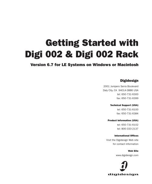 Getting Started with Digi 002 &amp; Digi 002 Rack - Digidesign Support ...