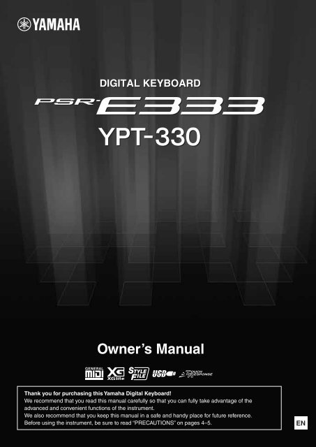 PSR-E333/YPT-330 Owner's Manual - Yamaha Downloads