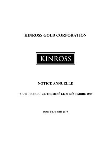 KINROSS GOLD CORPORATION - Canadian Stocks