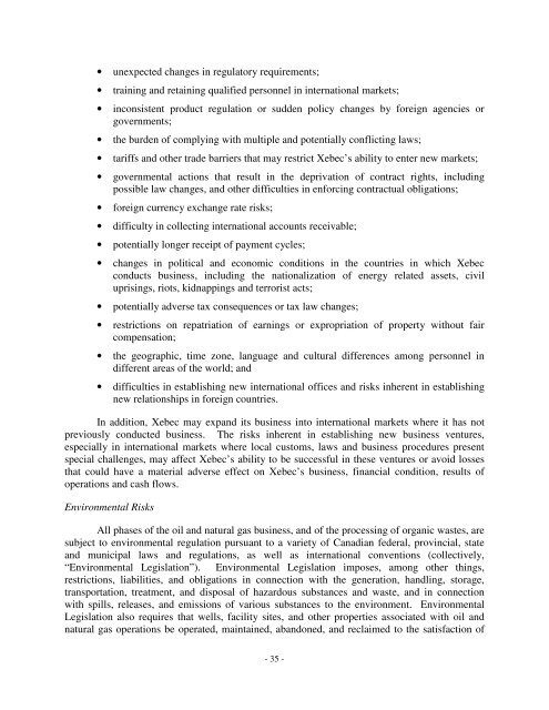 ANNUAL INFORMATION FORM – XEBEC ADSORPTION INC. – For ...