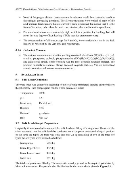 Laterite Leach Tests