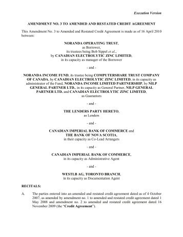 Execution Version AMENDMENT NO. 3 TO AMENDED AND ...