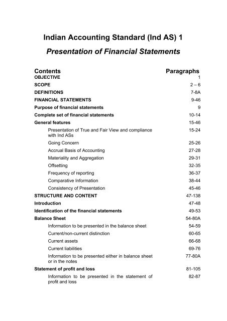 Indian Accounting Standards(Ind AS) 1