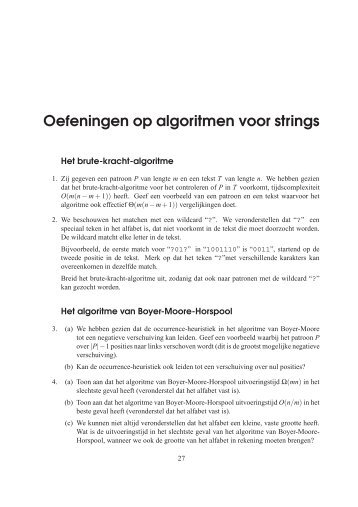 Oefeningen op algoritmen voor strings - caagt