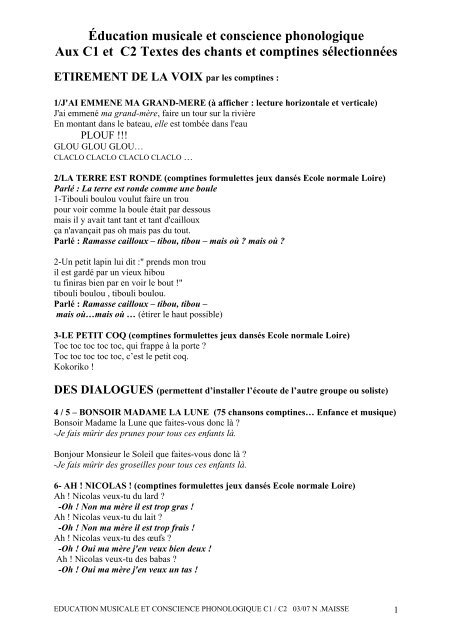 Education Musicale Et Conscience Phonologique Aux C1 Et C2 Education Musicale Et Conscience Phonologique Aux C1 Et C2