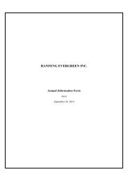 HANFENG EVERGREEN INC. - Canadian Stocks