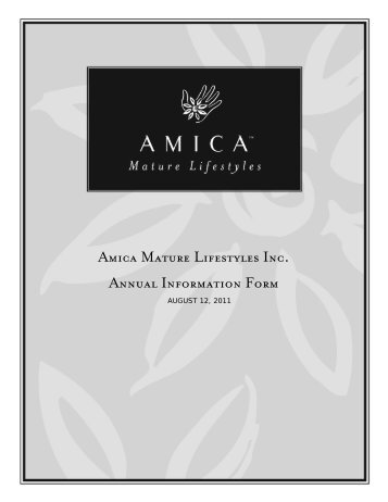 Amica Mature Lifestyles Inc. Annual Information Form