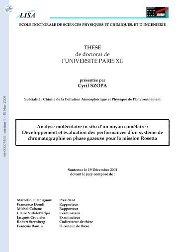 Analyse moléculaire in situ d'un noyau cométaire: Développement ...