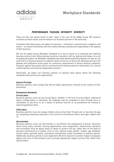 Workplace Standards (PDF 66 KB) - adidas Group