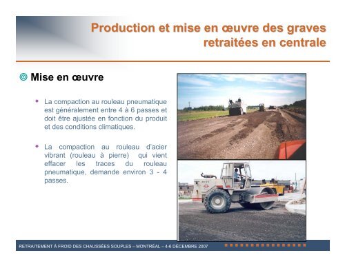 Production et mise en œuvre des graves retraitées ... - Bitume Québec