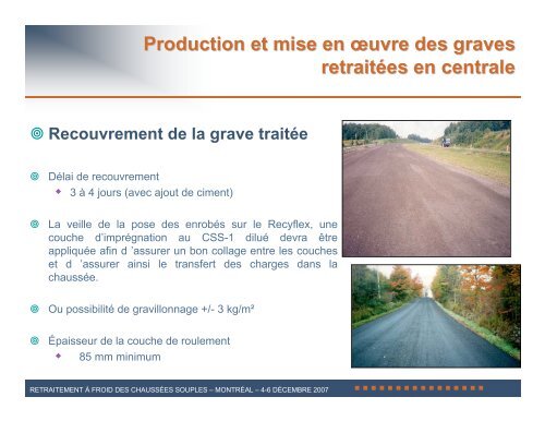 Production et mise en œuvre des graves retraitées ... - Bitume Québec